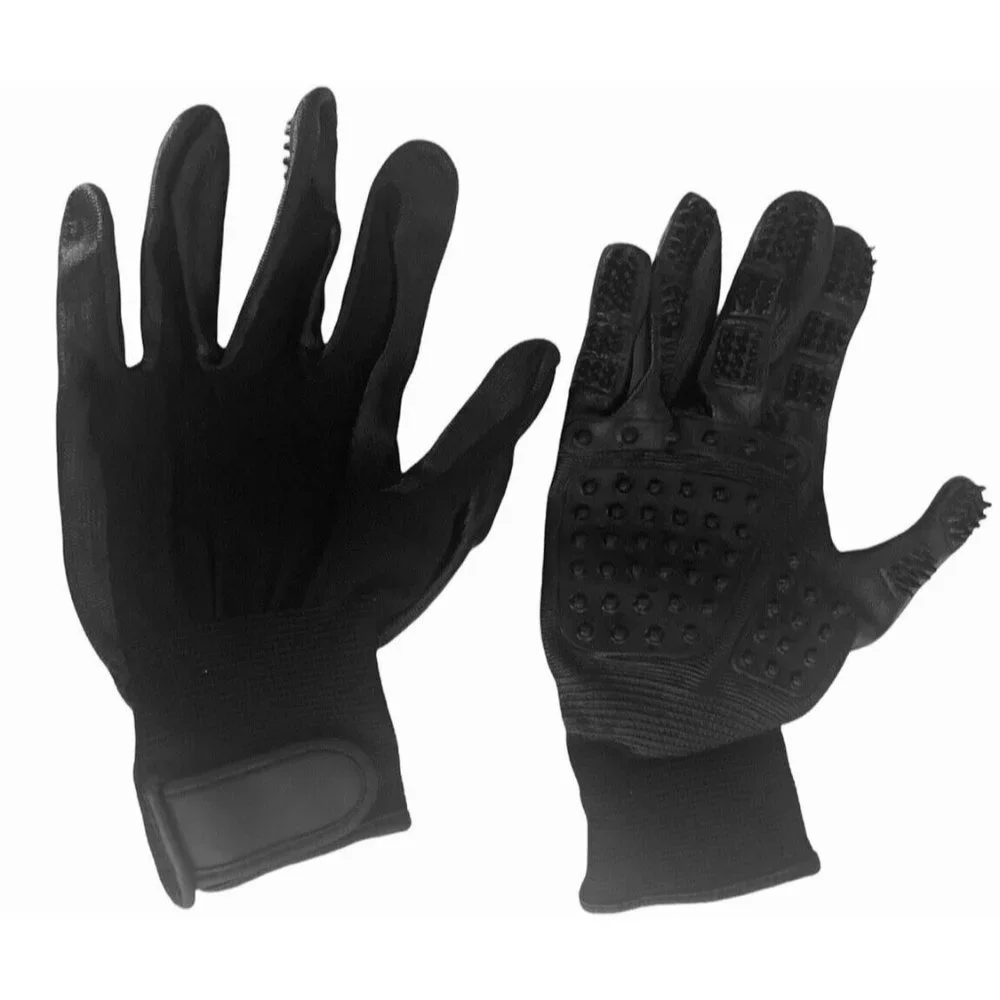 1 Pair Pet Black Adjustable Dog Cat Hair Remover Mitt Brush Grooming Des…